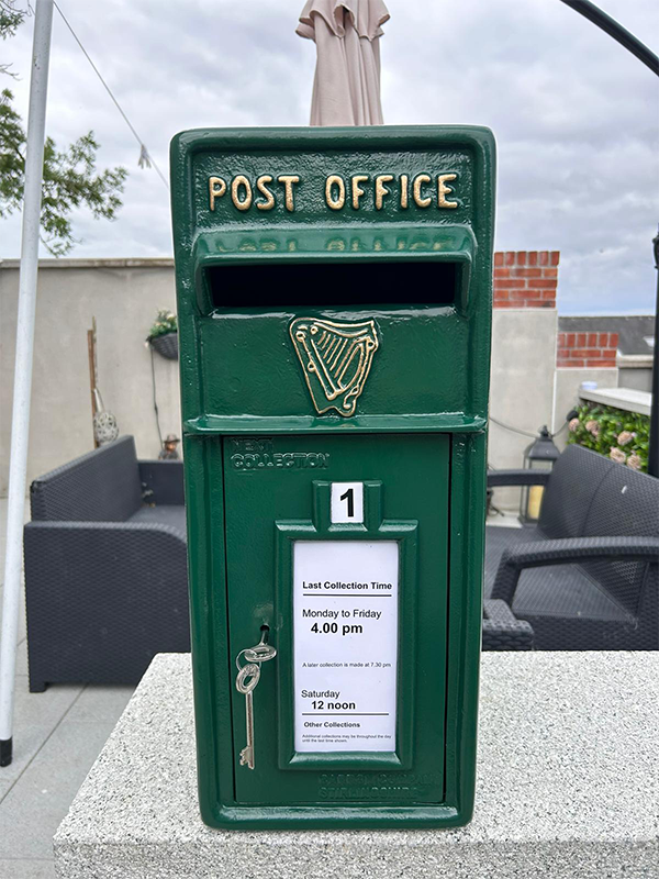 Green Post Box for weddings hire ireland